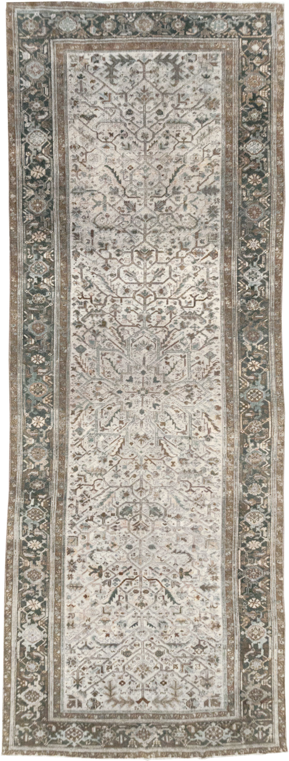 Vintage Persian Heriz Wide Gallery Runner, No.8246 - Galerie Shabab