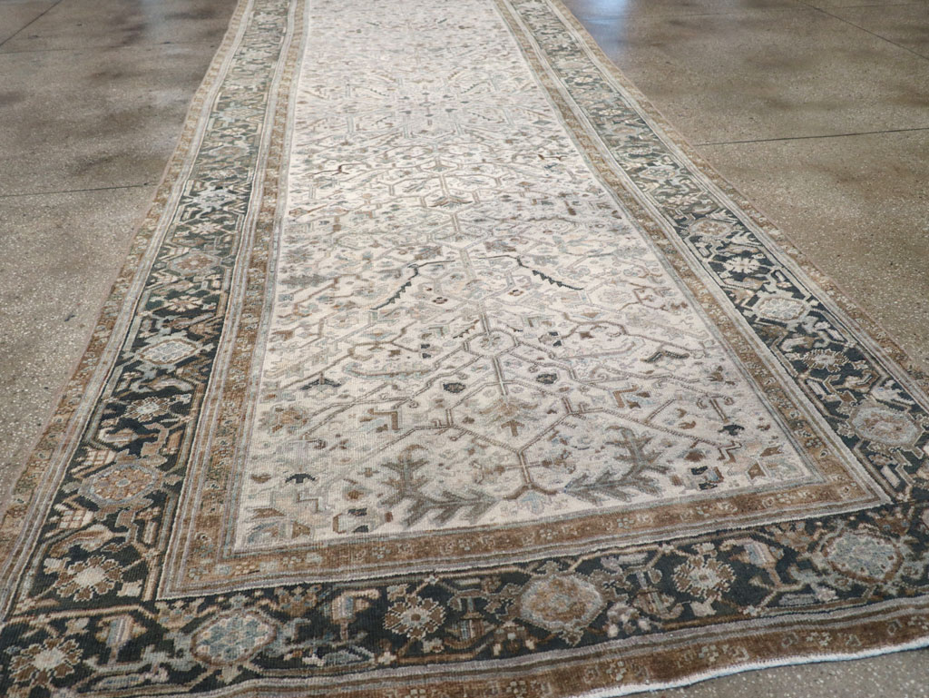 Vintage Persian Heriz Wide Gallery Runner, No.8246 - Galerie Shabab