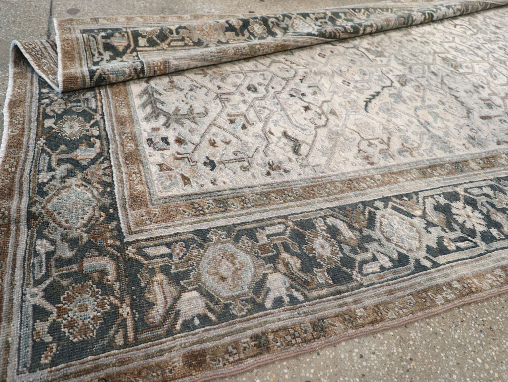 Vintage Persian Heriz Wide Gallery Runner, No.8246 - Galerie Shabab