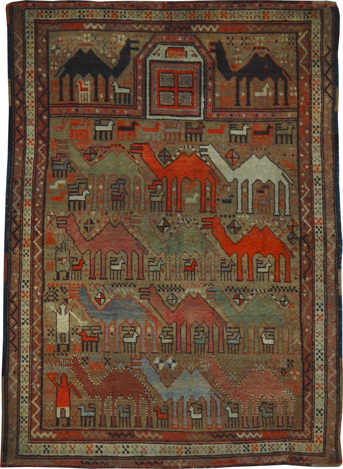 Antique Caucasian Shirvan Pictorial Rug, No.8253 - Galerie Shabab