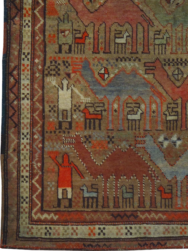 Antique Caucasian Shirvan Pictorial Rug, No.8253 - Galerie Shabab