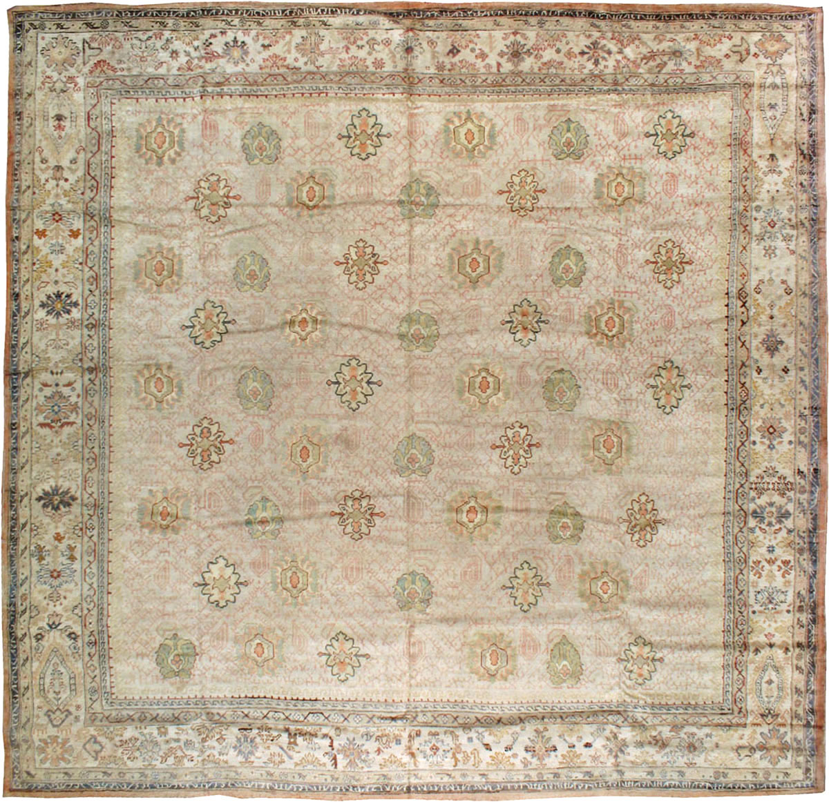 Antique Turkish Oushak Square Carpet, No.8268 - Galerie Shabab