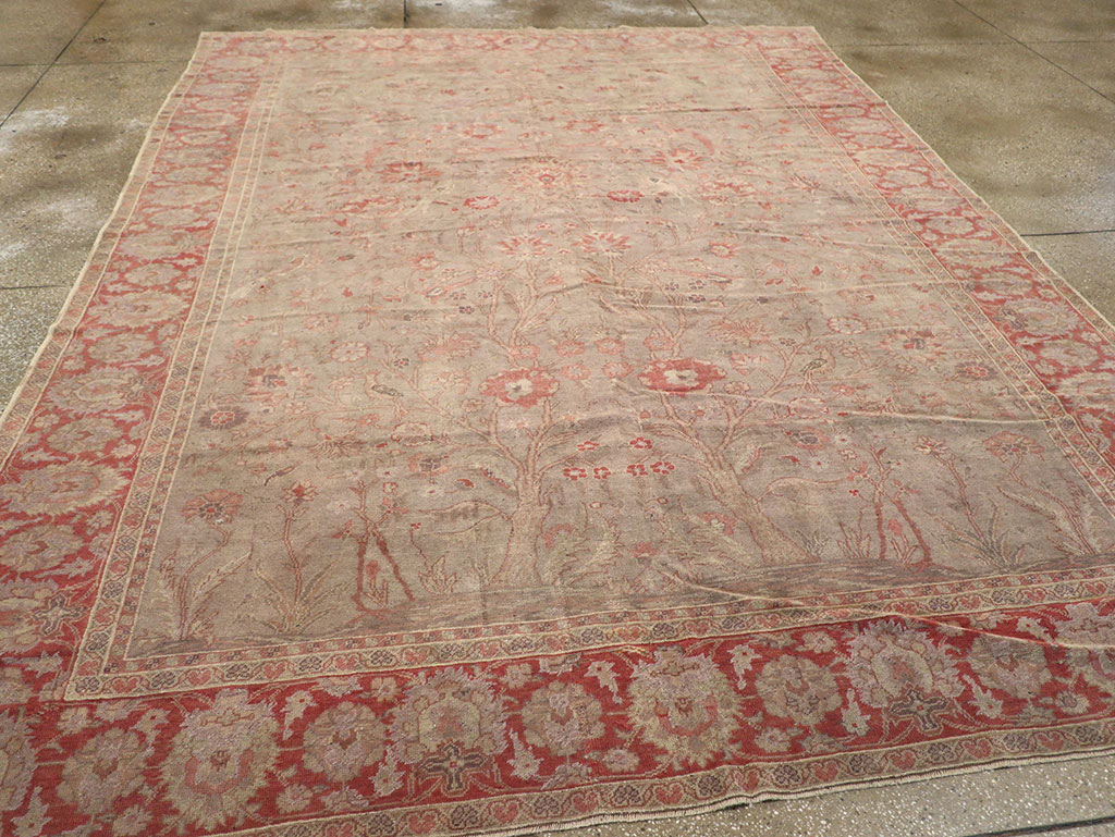 Vintage Turkish Oushak Room Size Carpet, No.8407 - Galerie Shabab