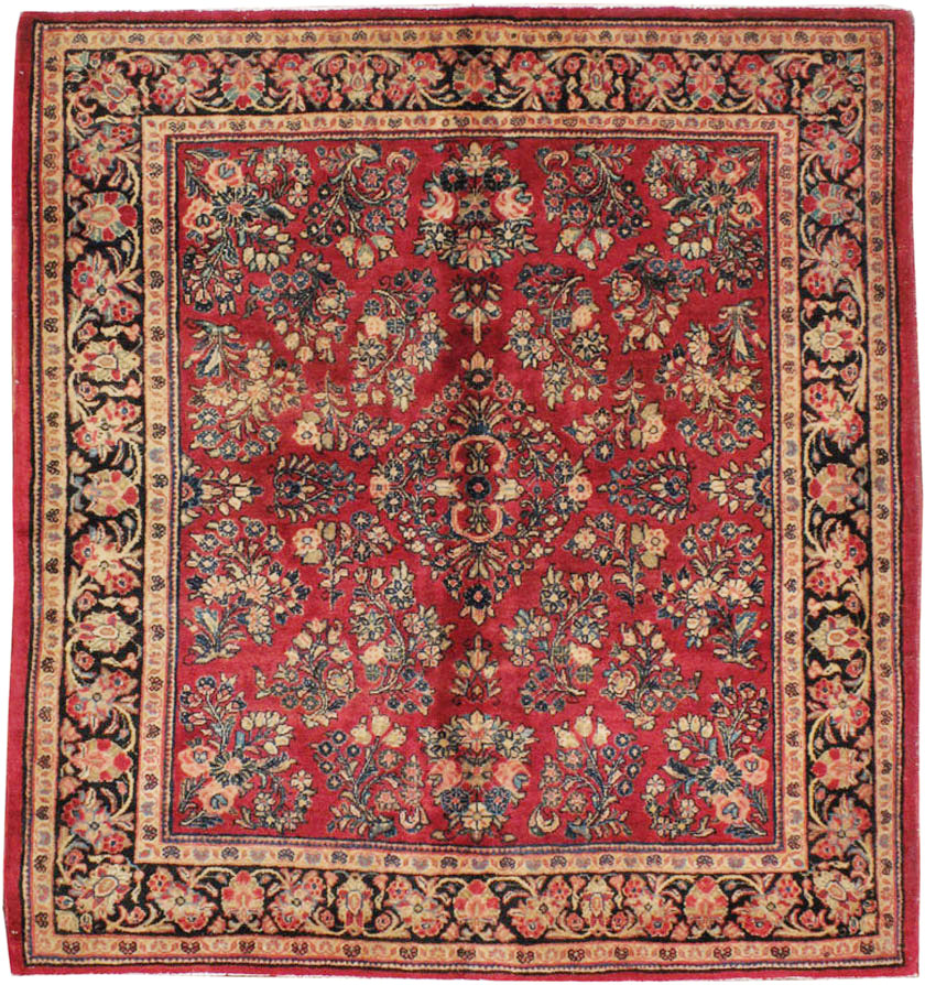 Vintage Persian Sarouk Square Rug, No.8457 - Galerie Shabab