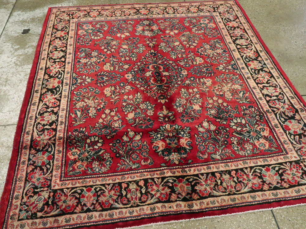 Vintage Persian Sarouk Square Rug, No.8457 - Galerie Shabab