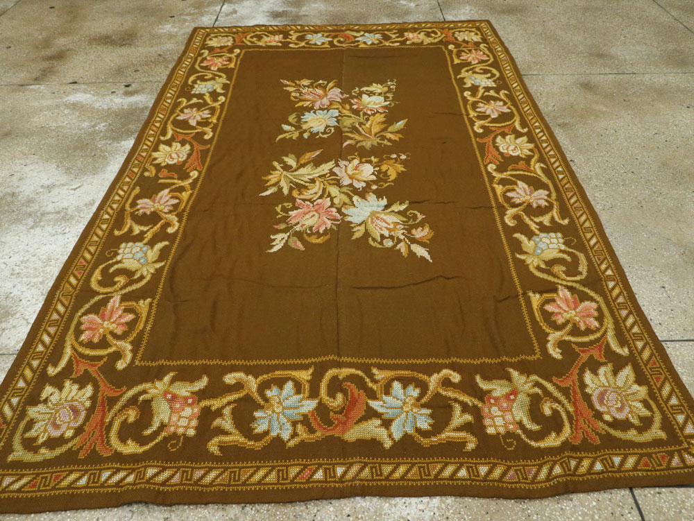 Vintage Ukrainian Needlepoint Accent Rug, No.8879 - Galerie Shabab