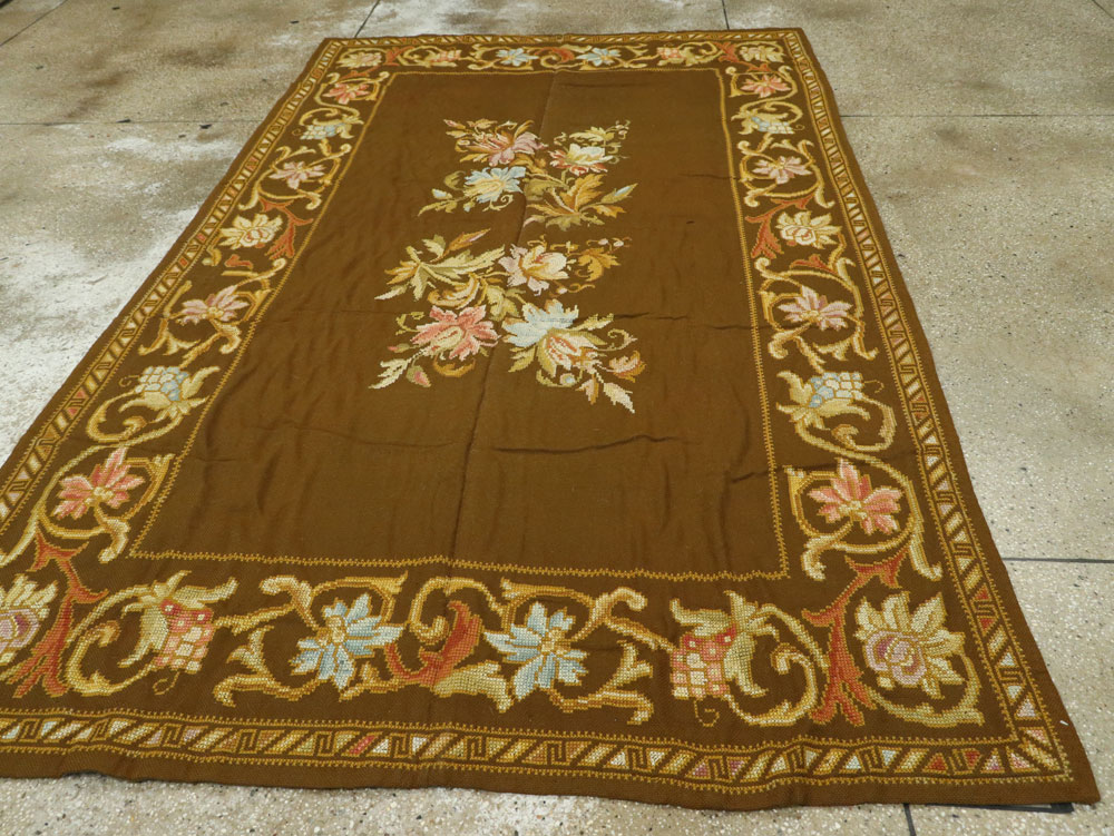 Vintage Ukrainian Needlepoint Accent Rug, No.8879 - Galerie Shabab