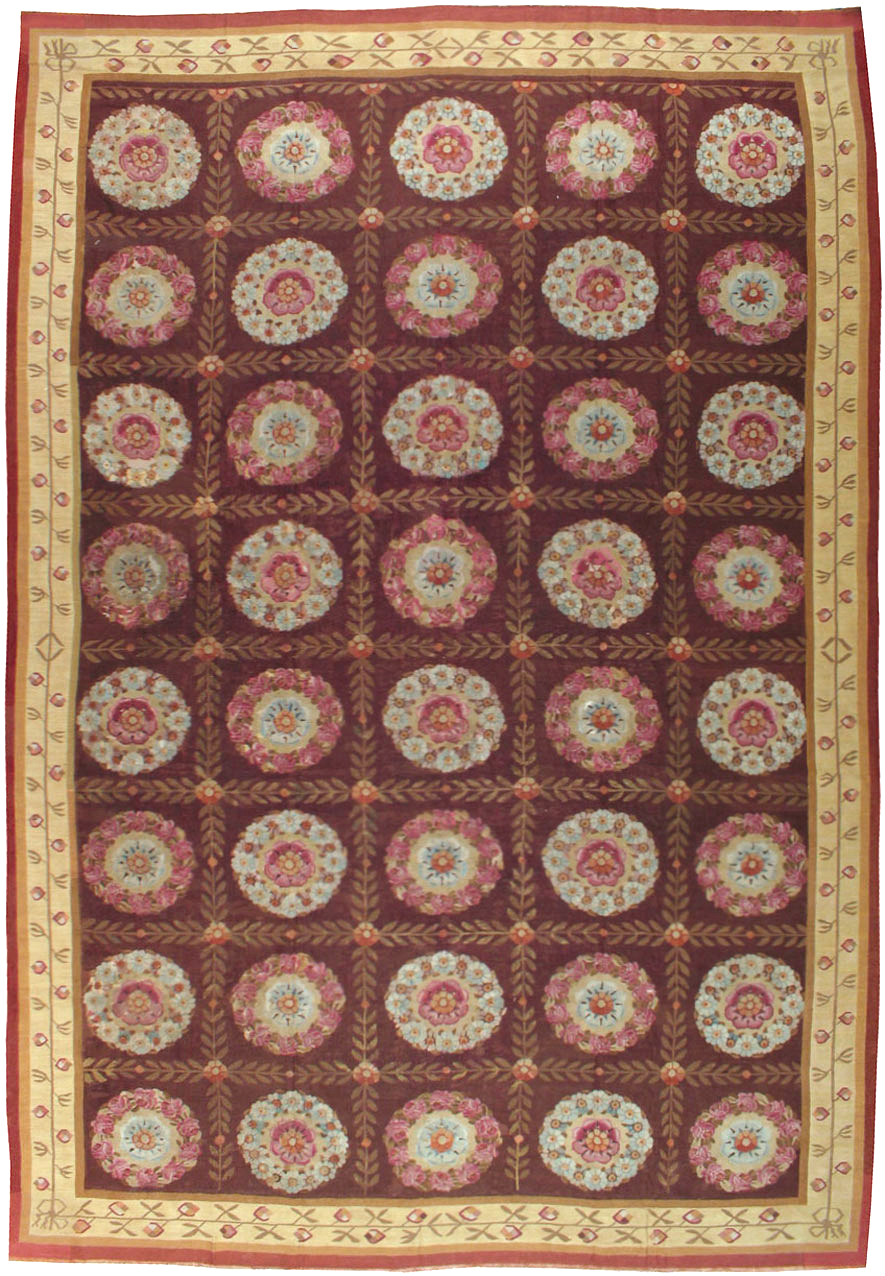 Antique French Flatweave Aubusson Large Carpet, No.8905 - Galerie Shabab