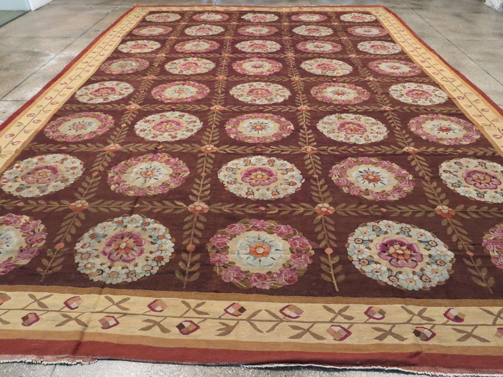 Antique French Flatweave Aubusson Large Carpet, No.8905 - Galerie Shabab