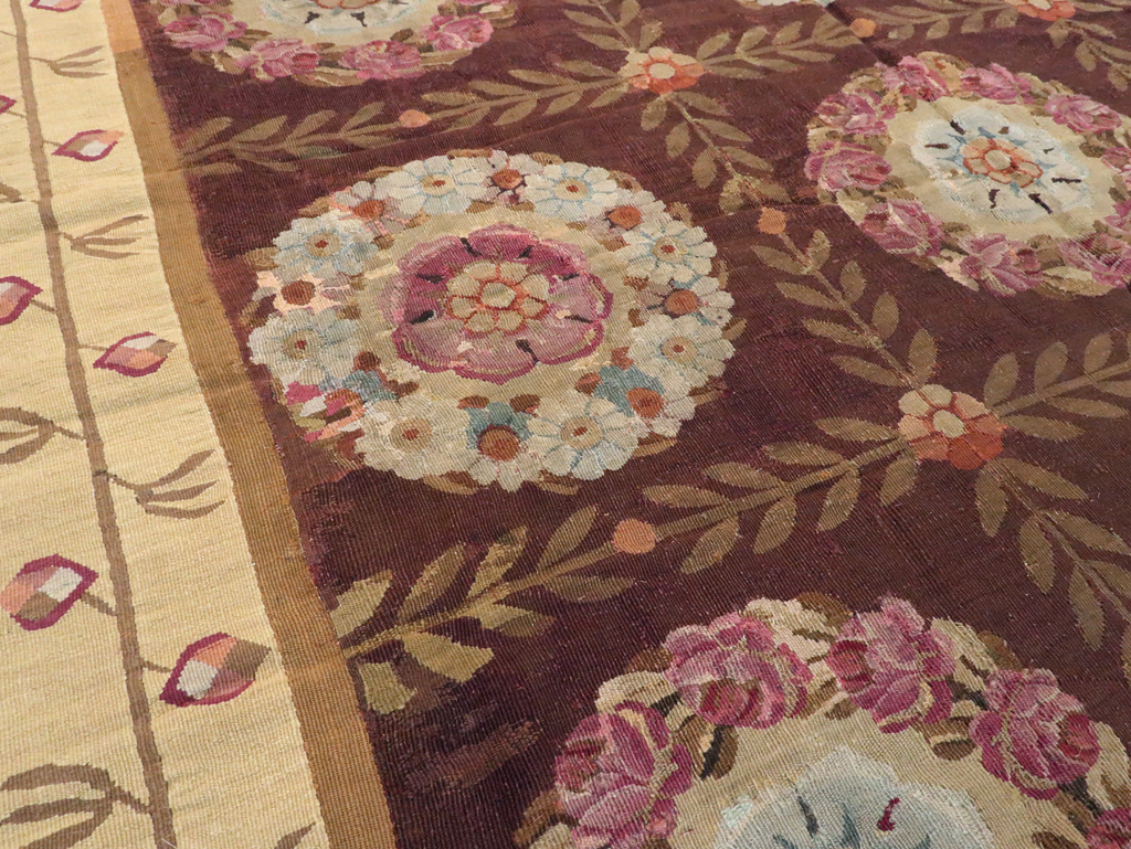 Antique French Flatweave Aubusson Large Carpet, No.8905 - Galerie Shabab