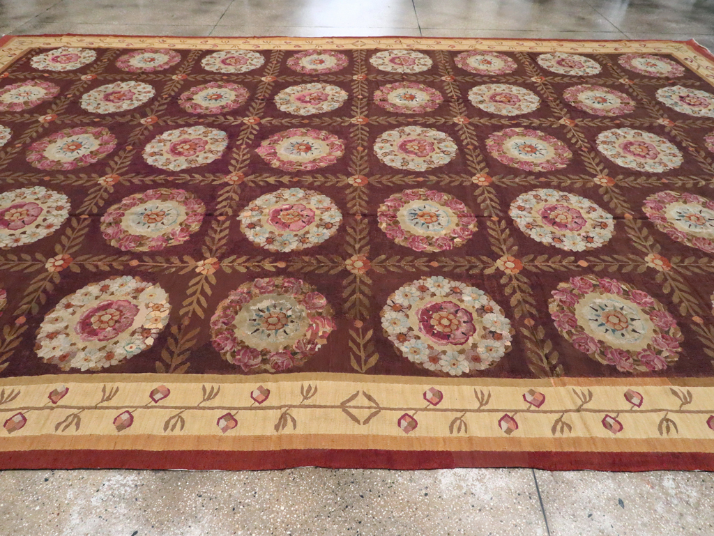 Antique French Flatweave Aubusson Large Carpet, No.8905 - Galerie Shabab