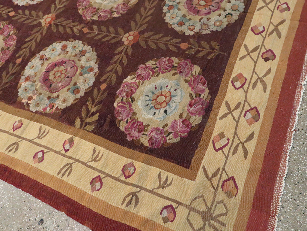 Antique French Flatweave Aubusson Large Carpet, No.8905 - Galerie Shabab
