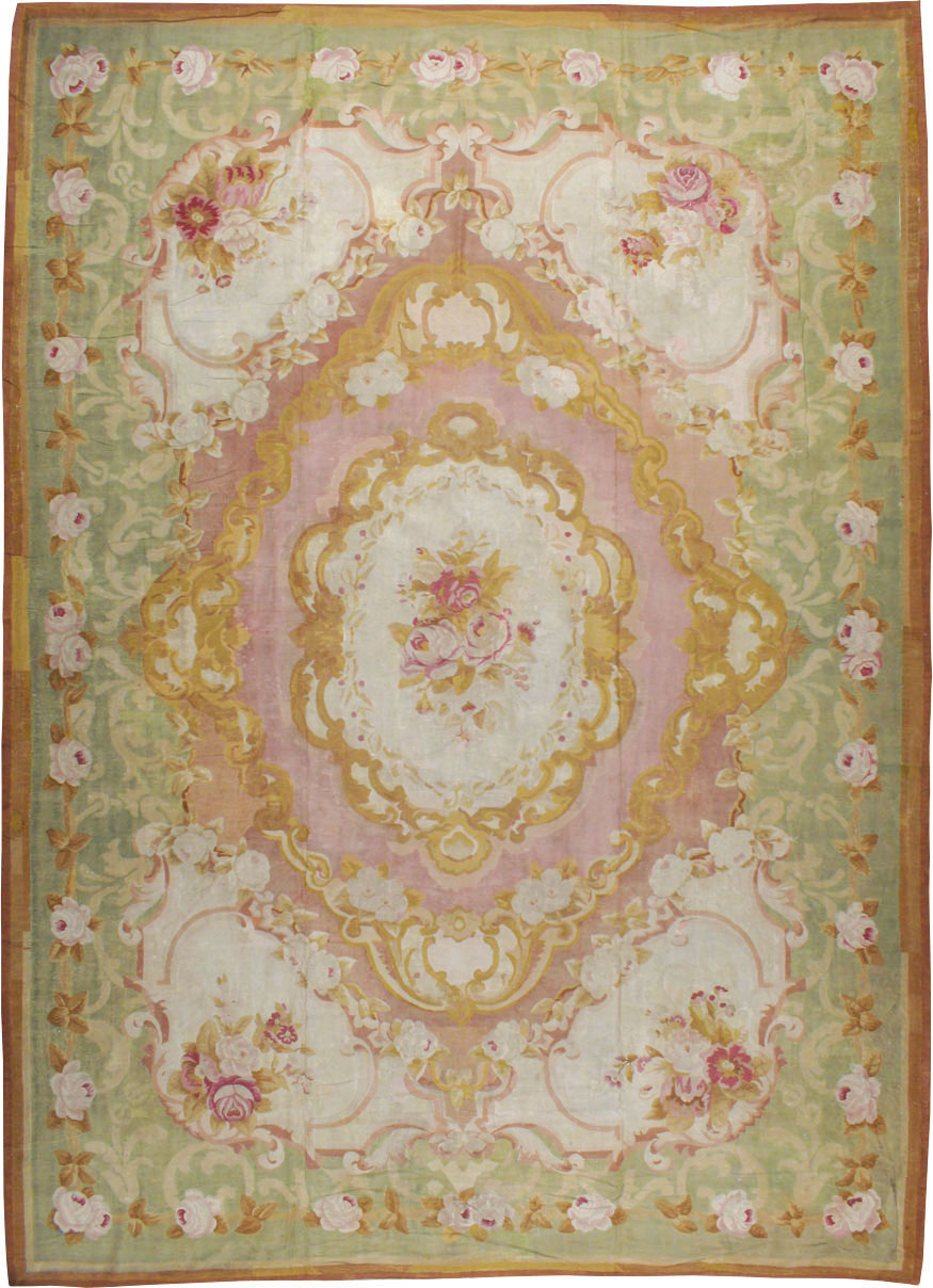 Antique French Aubusson Carpet, No.8909 - Galerie Shabab