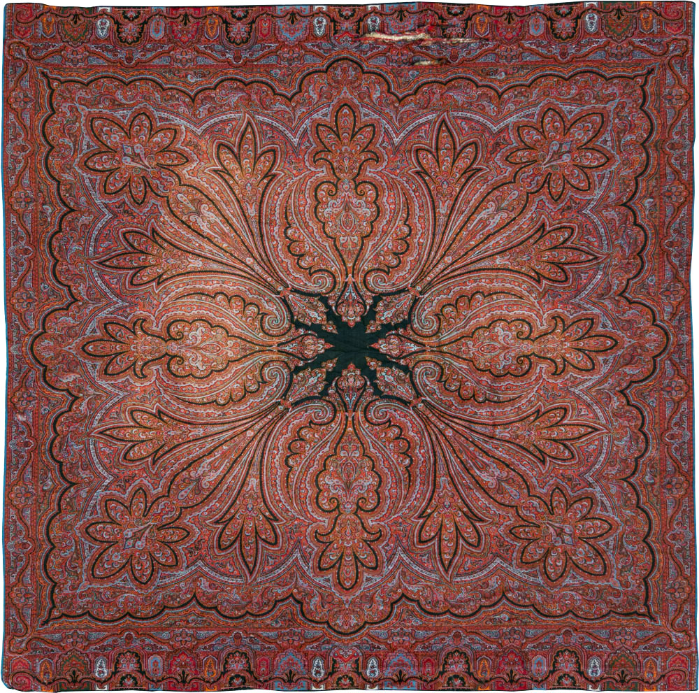 Vintage Jacquard Indian Textile Shawl, No.9021 - Galerie Shabab