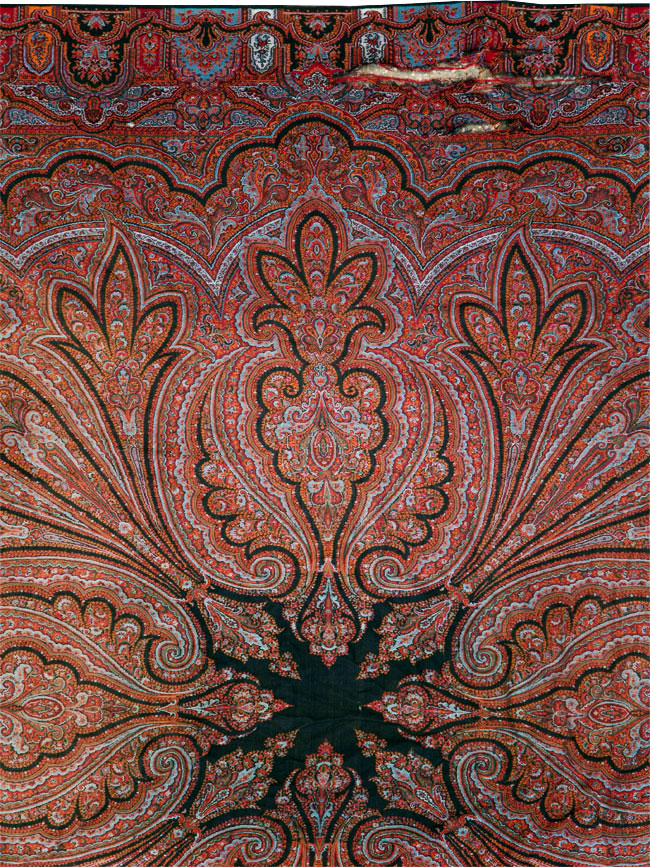 Vintage Jacquard Indian Textile Shawl, No.9021 - Galerie Shabab