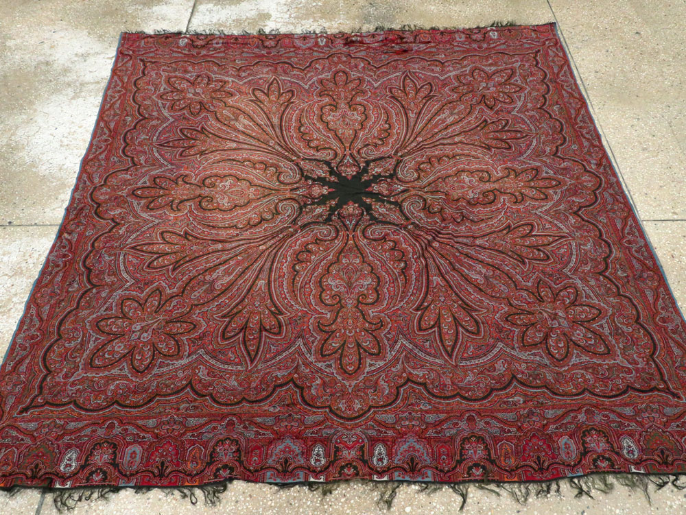 Vintage Jacquard Indian Textile Shawl, No.9021 - Galerie Shabab