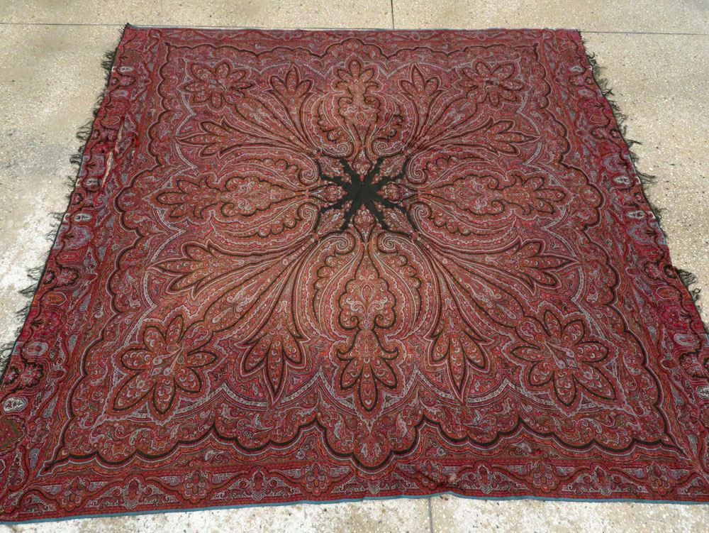 Vintage Jacquard Indian Textile Shawl, No.9021 - Galerie Shabab