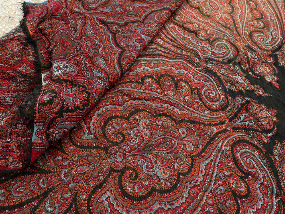 Vintage Jacquard Indian Textile Shawl, No.9021 - Galerie Shabab
