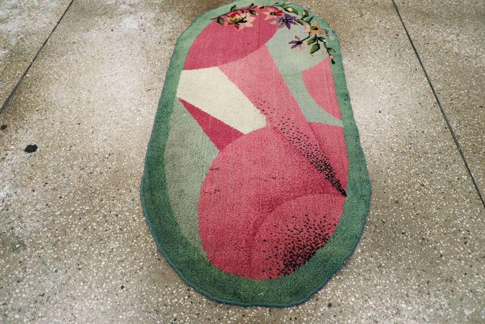 Vintage French Art Deco Rug Inspired By Edward McKnight Kauffer and Chinese Rugs, No.9037 - Galerie Shabab