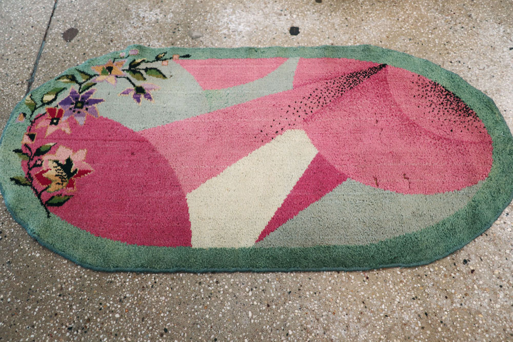 Vintage French Art Deco Rug Inspired By Edward McKnight Kauffer and Chinese Rugs, No.9037 - Galerie Shabab