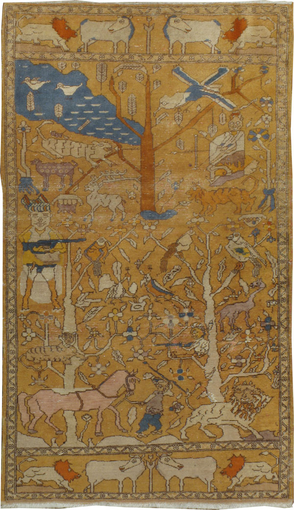 Antique Tabriz Pictorial Rug, No.9045 - Galerie Shabab