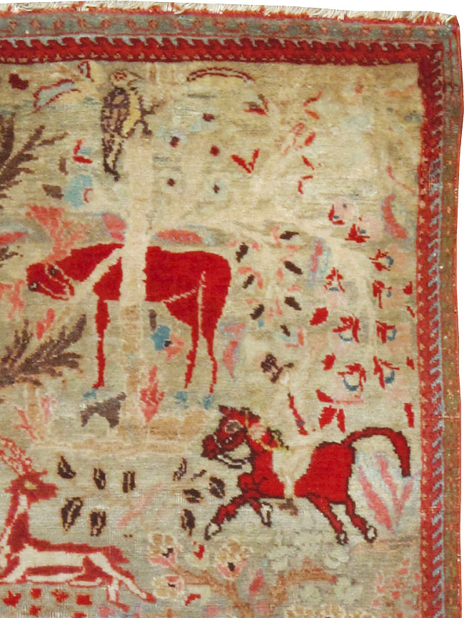 Vintage Persian Tabriz Pictorial Rug, No.9057 - Galerie Shabab