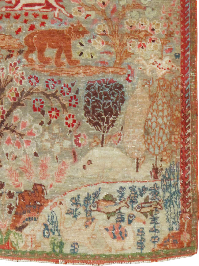 Vintage Persian Tabriz Pictorial Rug, No.9057 - Galerie Shabab