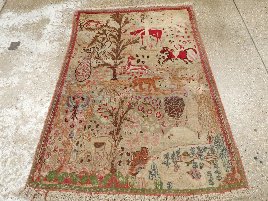 Vintage Persian Tabriz Pictorial Rug, No.9057 - Galerie Shabab