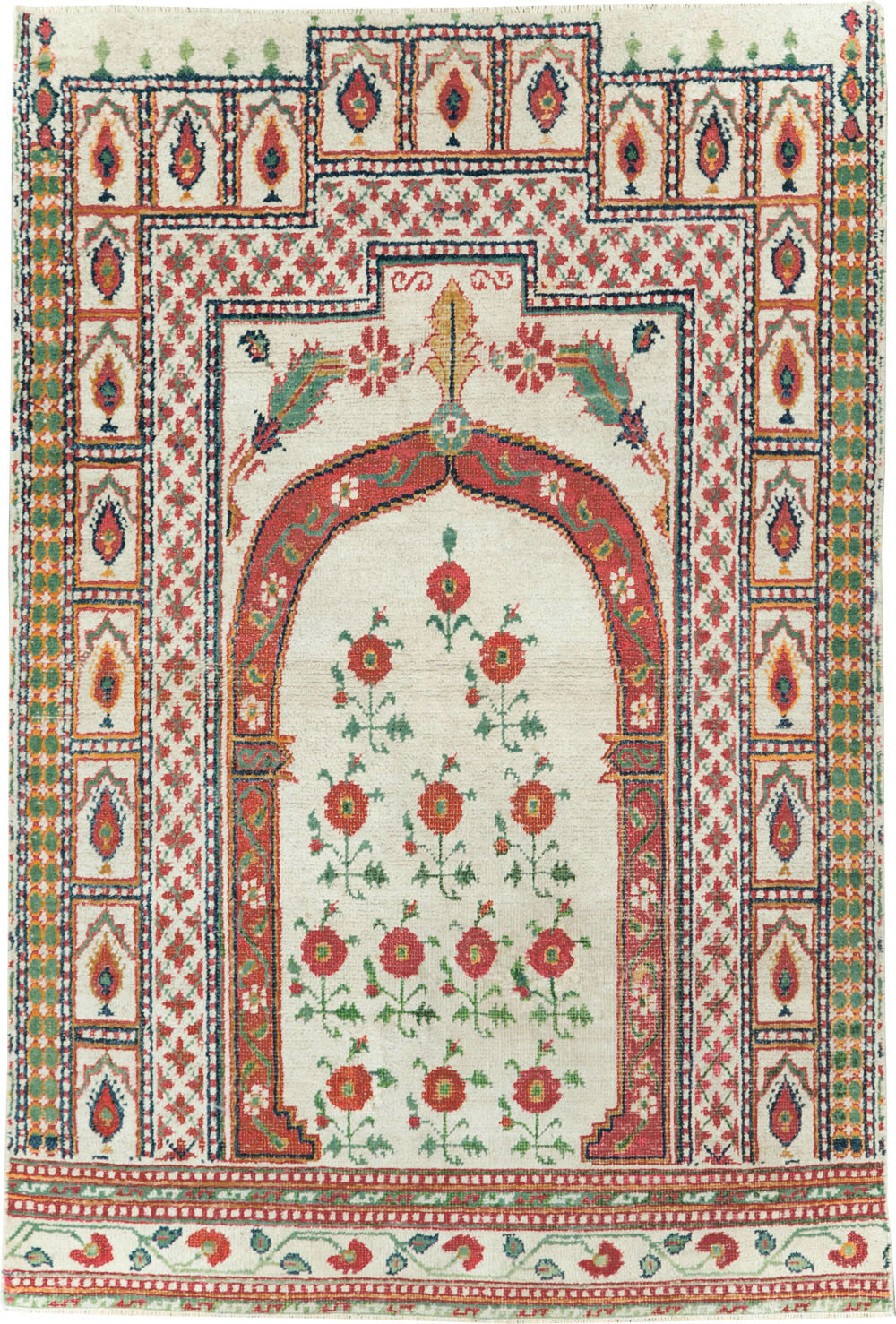 Vintage Indian Cotton Agra Carpet, No.9058 - Galerie Shabab