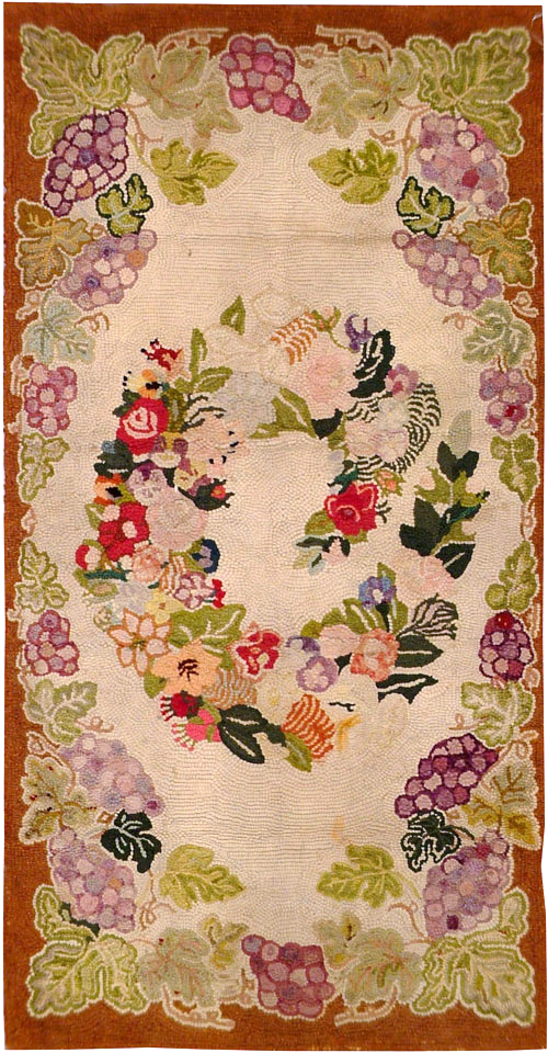 Vintage American Hooked Throw Rug, No.9068 - Galerie Shabab