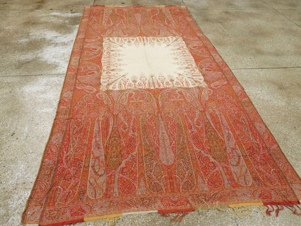 Vintage Jacquard Indian Textile Shawl	, No.9085 - Galerie Shabab