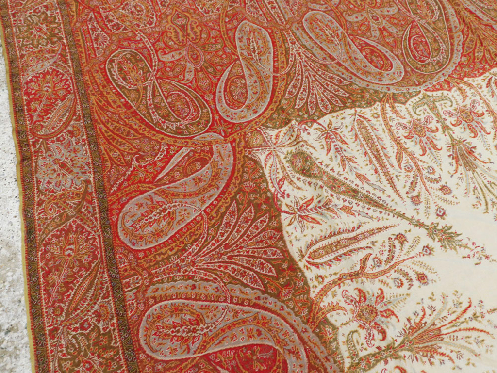 Vintage Jacquard Indian Textile Shawl	, No.9085 - Galerie Shabab