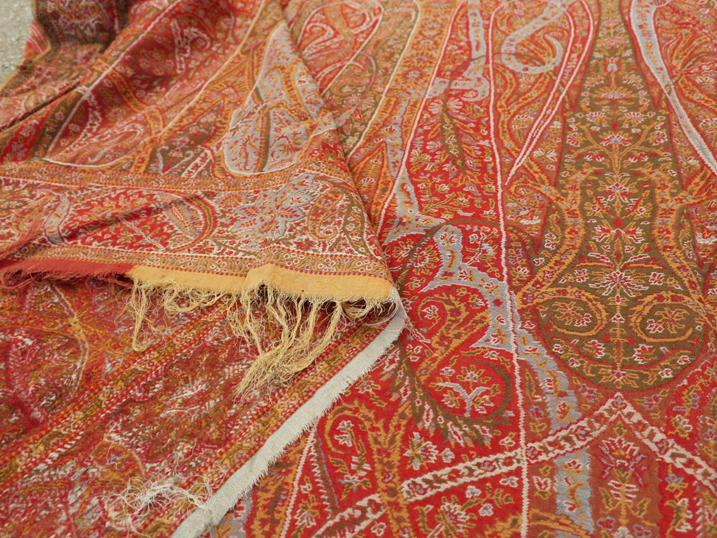 Vintage Jacquard Indian Textile Shawl	, No.9085 - Galerie Shabab