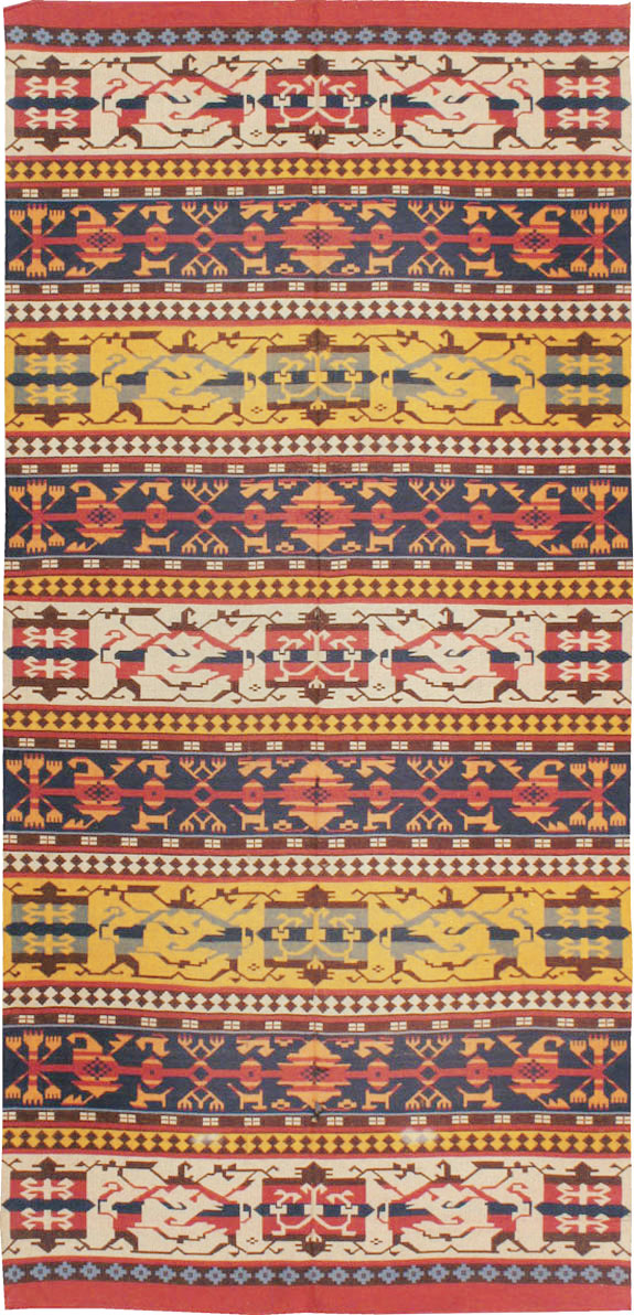 Vintage European Kilim Gallery Carpet, No.9108 - Galerie Shabab