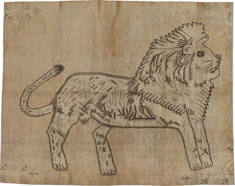 Vintage East Turkestan Samarkand Pictorial Carpet, No.9205 - Galerie Shabab