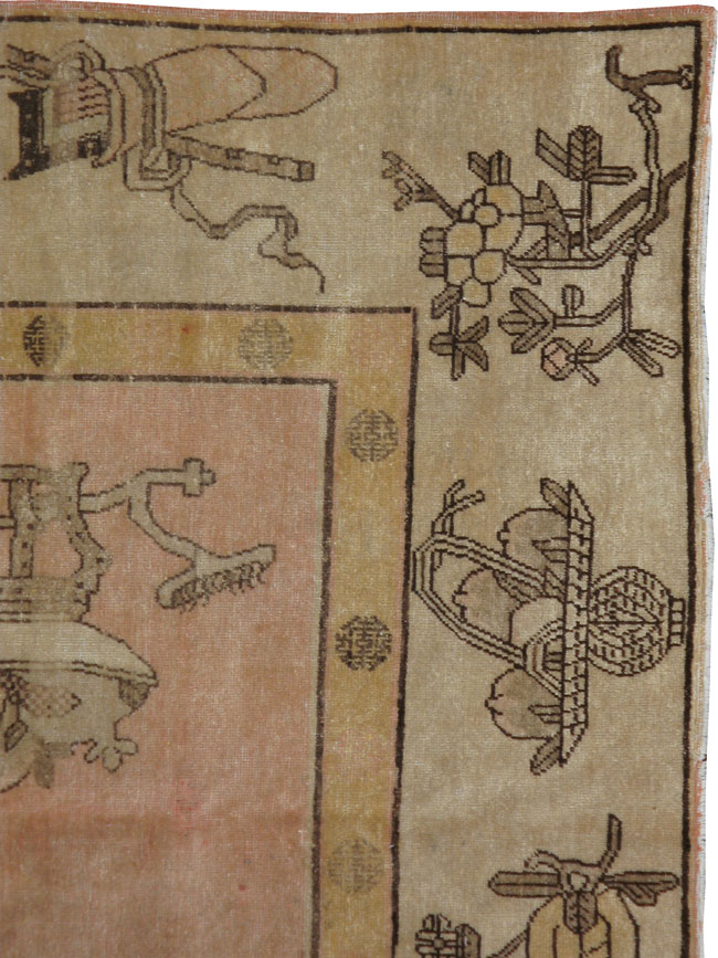 Vintage East Turkestan Khotan Pictorial Carpet, No.9210 - Galerie Shabab
