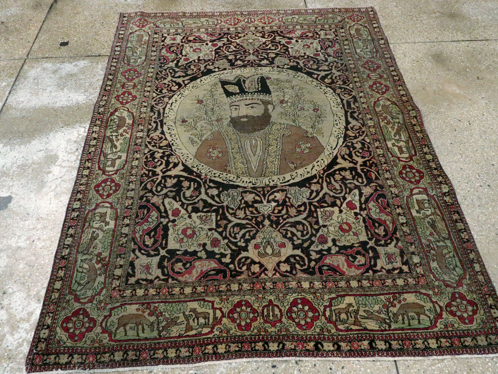 Antique Persian Isfahan Pictorial Carpet, No.9223 - Galerie Shabab