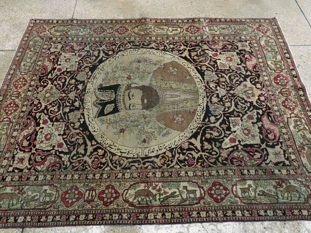 Antique Persian Isfahan Pictorial Carpet, No.9223 - Galerie Shabab