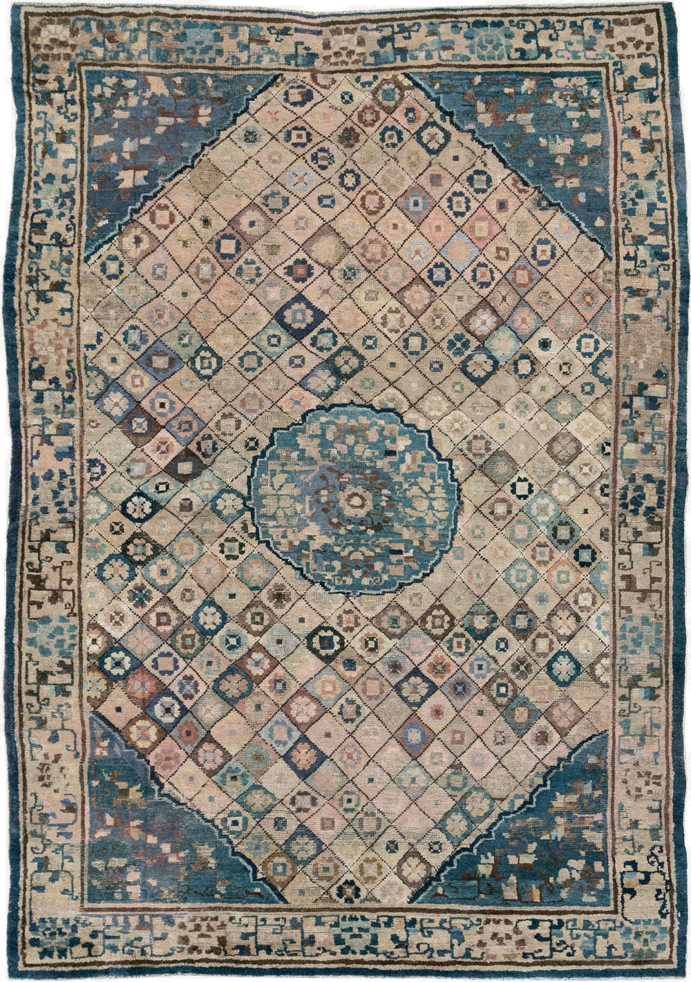 Antique Chinese Peking Accent Rug, No.9227 - Galerie Shabab