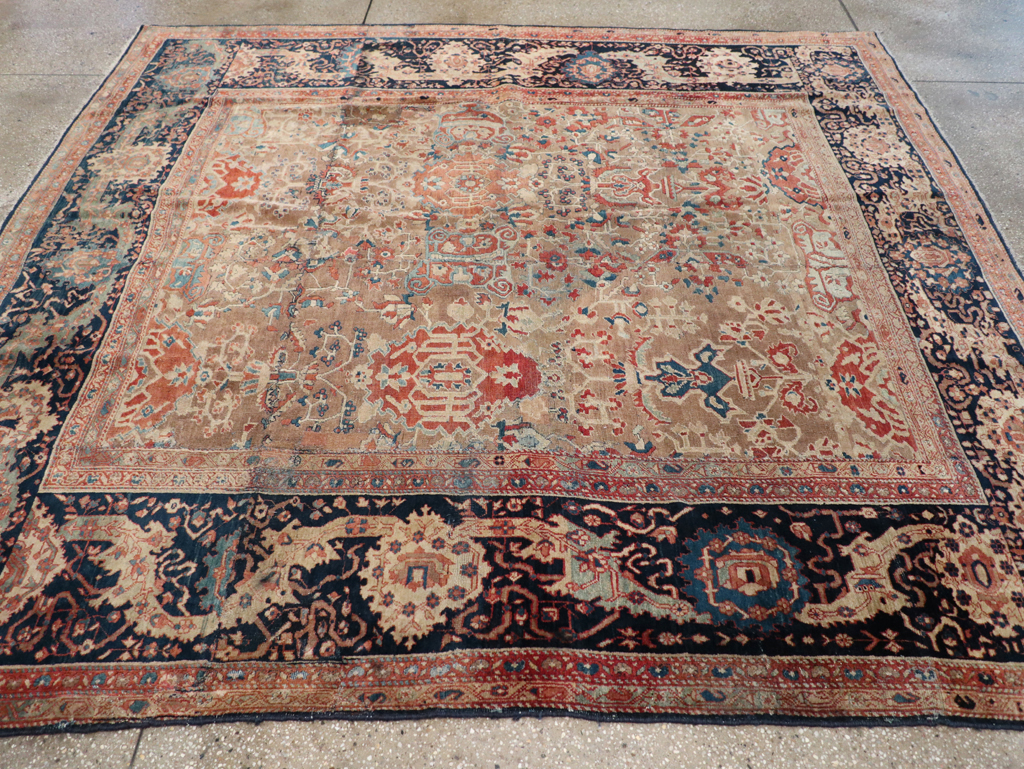 Antique Persian Sarouk Fereghan Square Accent Carpet, No.9283 - Galerie Shabab