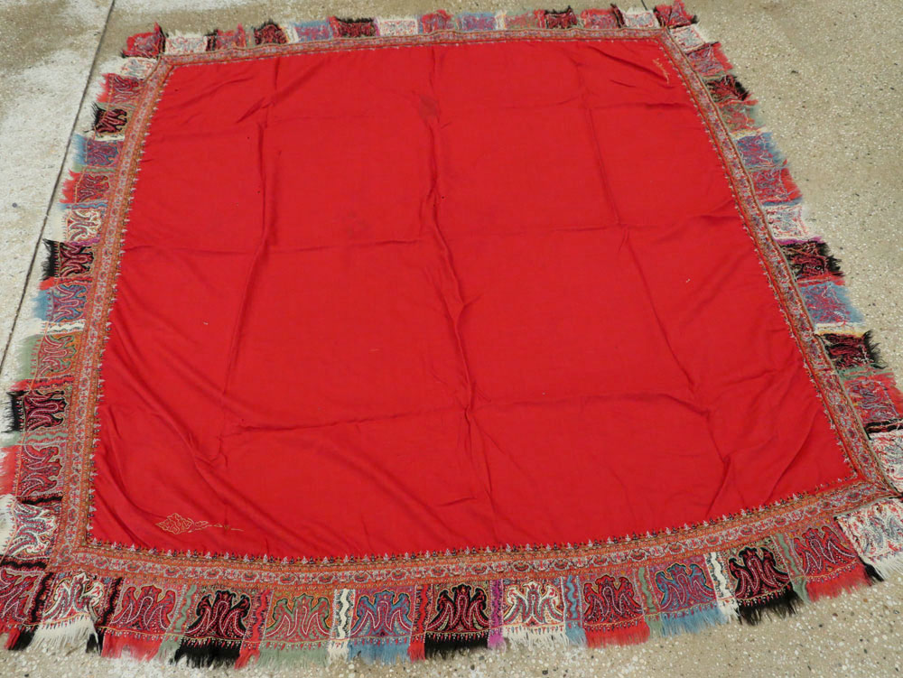 Vintage Jacquard Indian Textile Shawl, No.9291 - Galerie Shabab