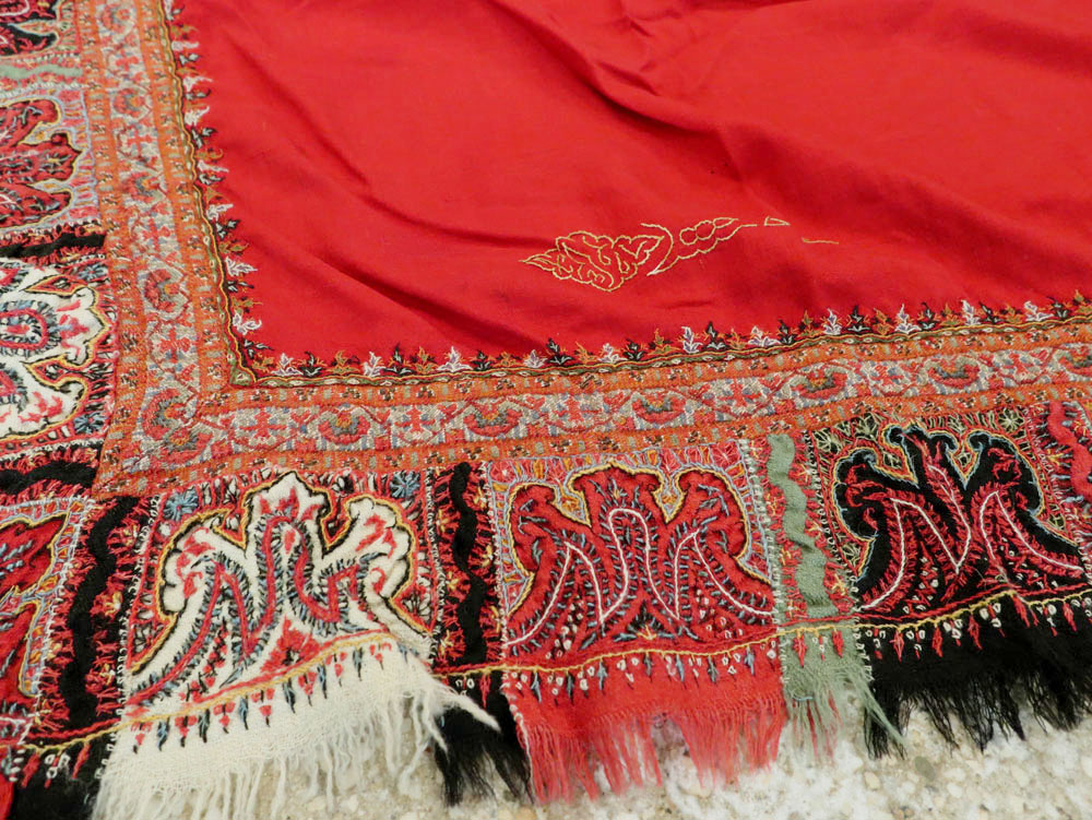Vintage Jacquard Indian Textile Shawl, No.9291 - Galerie Shabab