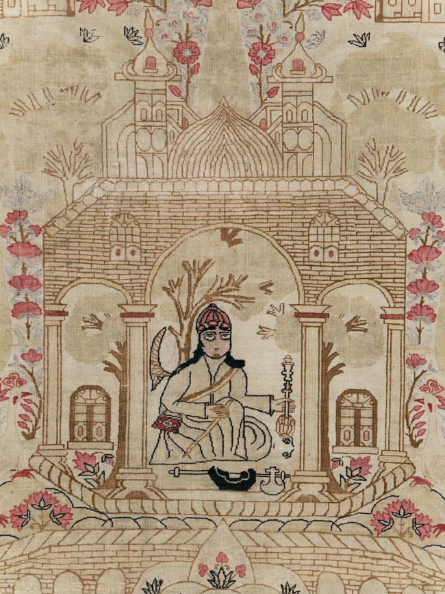 Antique Persian Lavar Kerman Pictorial Accent Carpet, No.9586 - Galerie Shabab