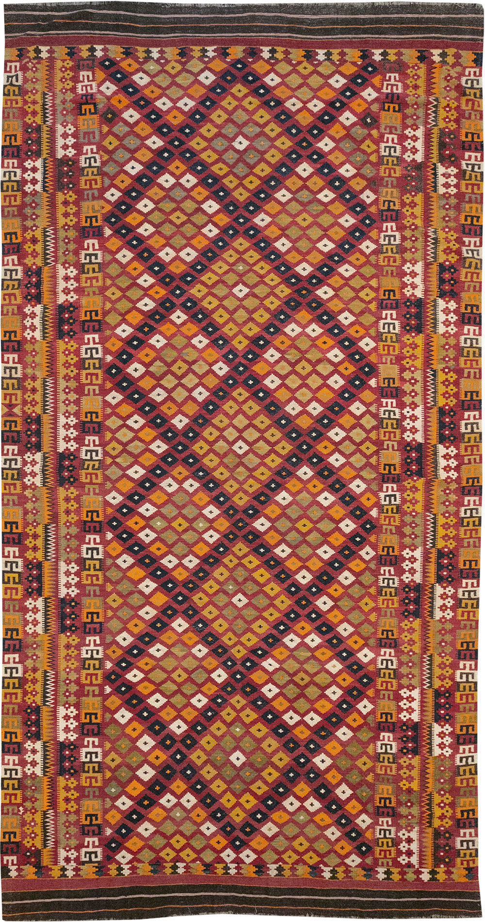 Vintage Scandinavian Flatweave Kilim Oversize Carpet, No.9785 - Galerie Shabab