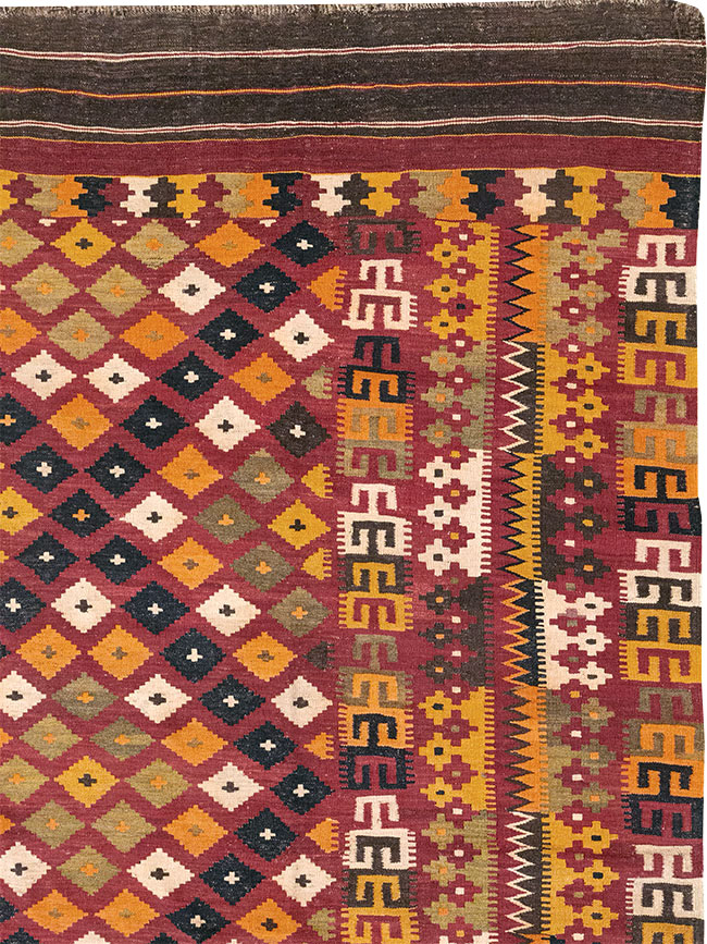Vintage Scandinavian Flatweave Kilim Oversize Carpet, No.9785 - Galerie Shabab