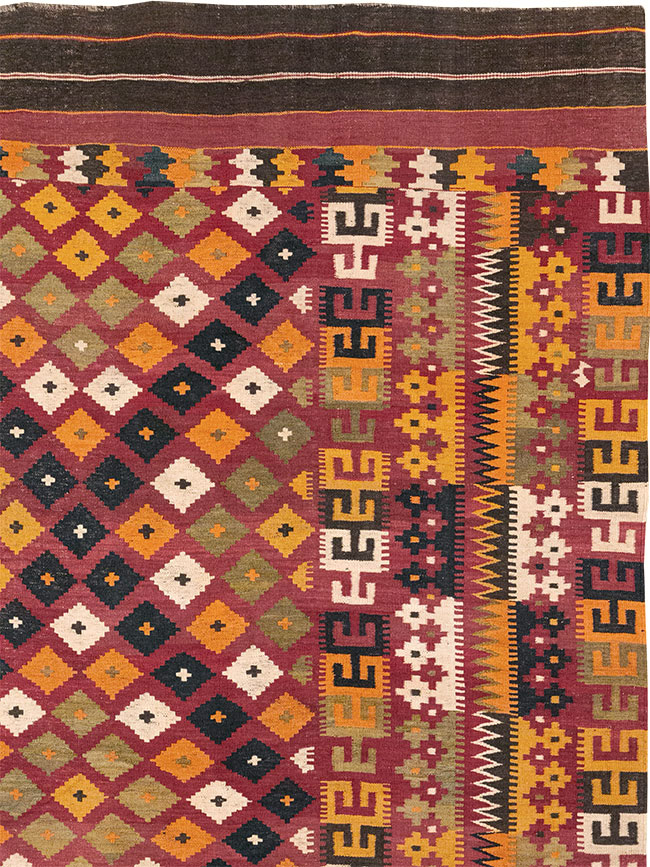 Vintage Scandinavian Flatweave Kilim Oversize Carpet, No.9785 - Galerie Shabab