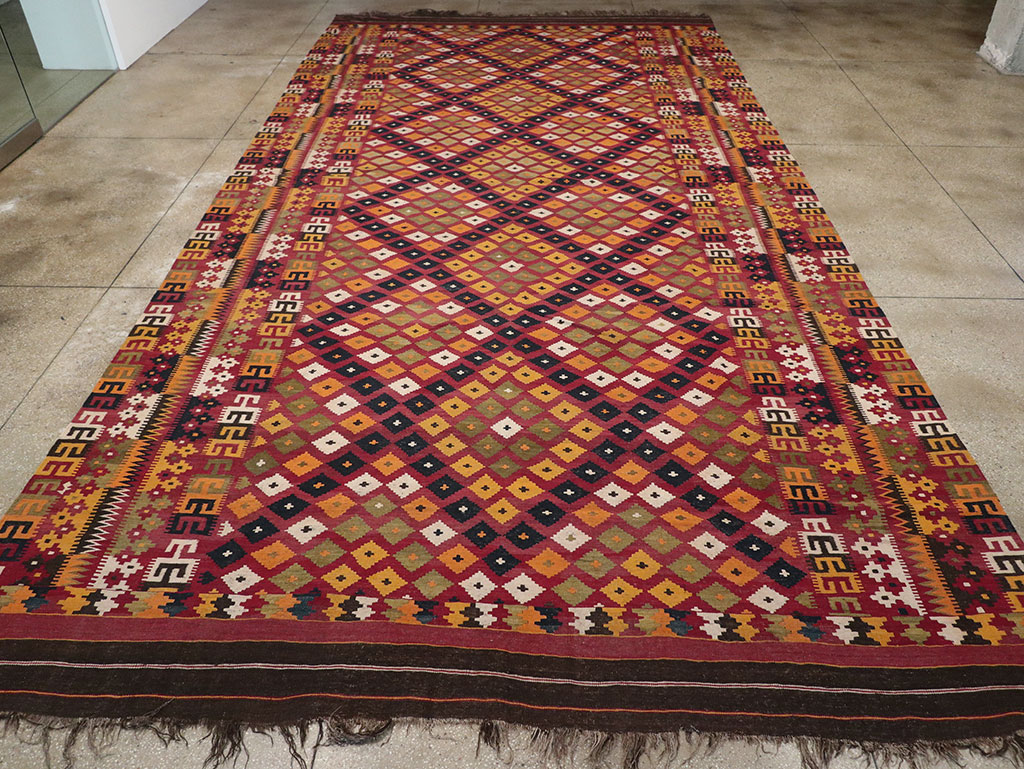 Vintage Scandinavian Flatweave Kilim Oversize Carpet, No.9785 - Galerie Shabab