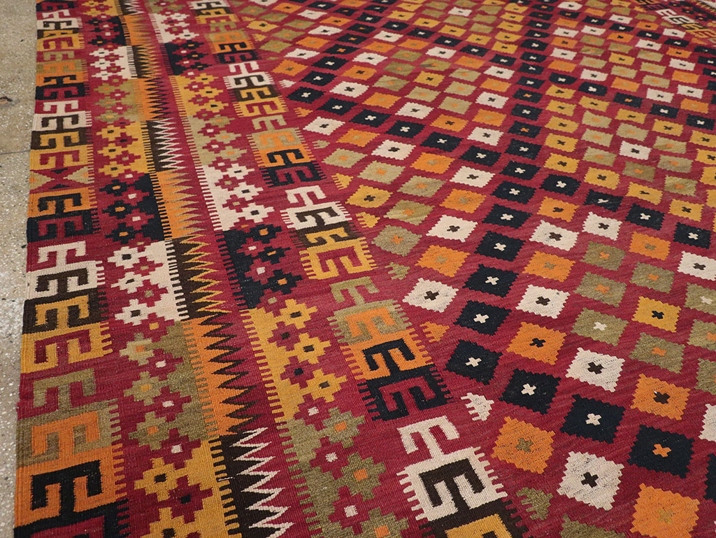 Vintage Scandinavian Flatweave Kilim Oversize Carpet, No.9785 - Galerie Shabab