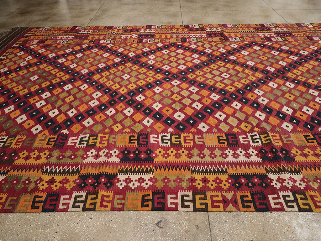 Vintage Scandinavian Flatweave Kilim Oversize Carpet, No.9785 - Galerie Shabab