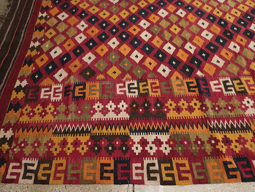 Vintage Scandinavian Flatweave Kilim Oversize Carpet, No.9785 - Galerie Shabab